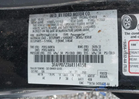 2006 Ford Fusion Se z USA, uszkodzony, nr VIN 3FAFP07ZX6R114158